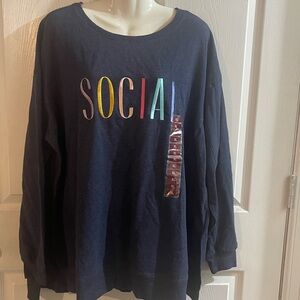 Wildfox Black Sweater with Multicolor 'SOCIAL' Print